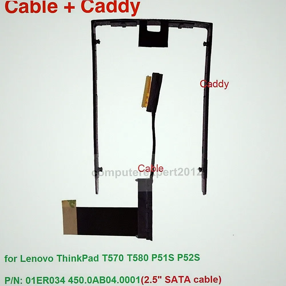 HDD SSD Hard Drive Cable Adapter + Caddy for Lenovo ThinkPad T570 T580 P51S P52S