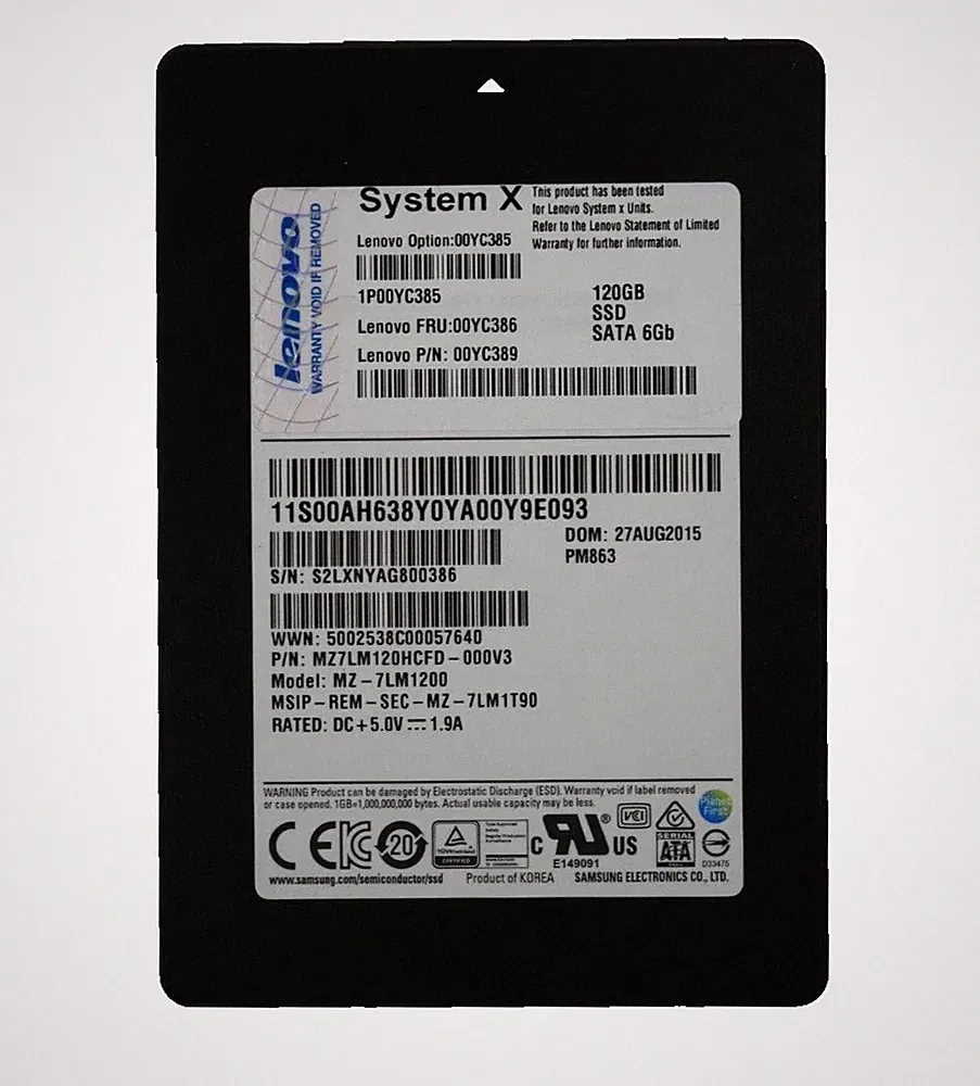 Lenovo System X 00YC385 MZ-7LM1200 120GB 6Gbps SATA 2.5" Solid State Drive SSD