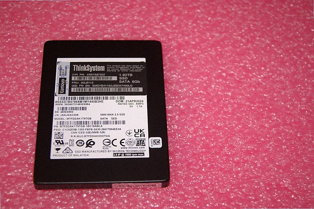 Micron 5400 MAX 1.92TB MTFDDAK1T9TGB 2.5” SATA SSD (Lenovo 03LE112) 100% Health