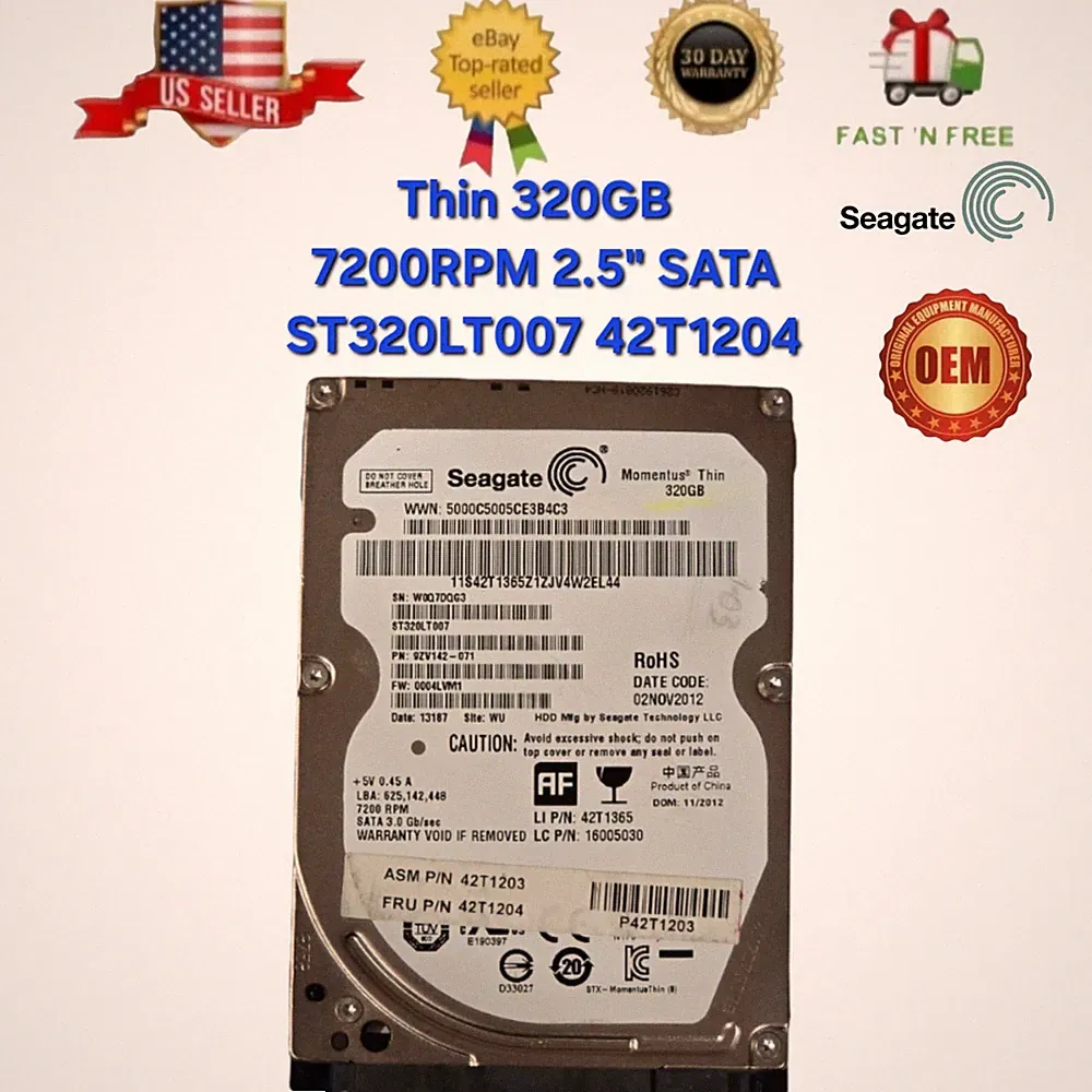 OEM Seagate 320GB 7200RPM 2.5" SATA Laptop Hard Drive ST320LT007 42T1204 Lenovo